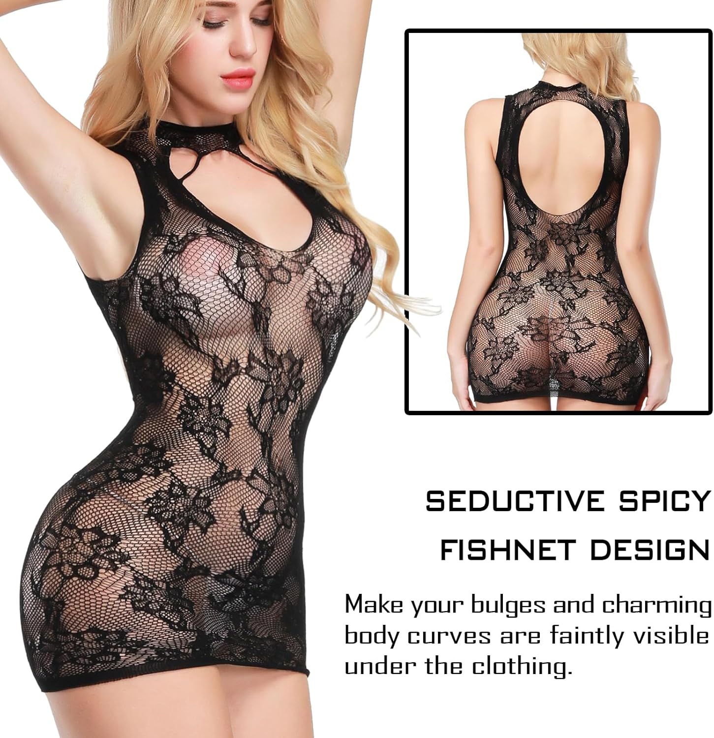 Famstar Sexy Lingerie for Women Naughty Fishnet Lingerie Set Bodysuit Outfits Teddy Babydoll Erotic Mesh Women’s Outfits
