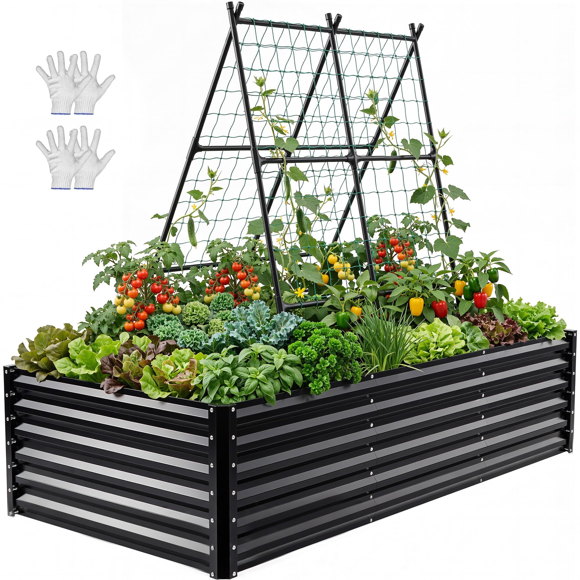 YITAHOME Raised Garden Bed Kit with Gloves, Ground Nails, Support Rod-1