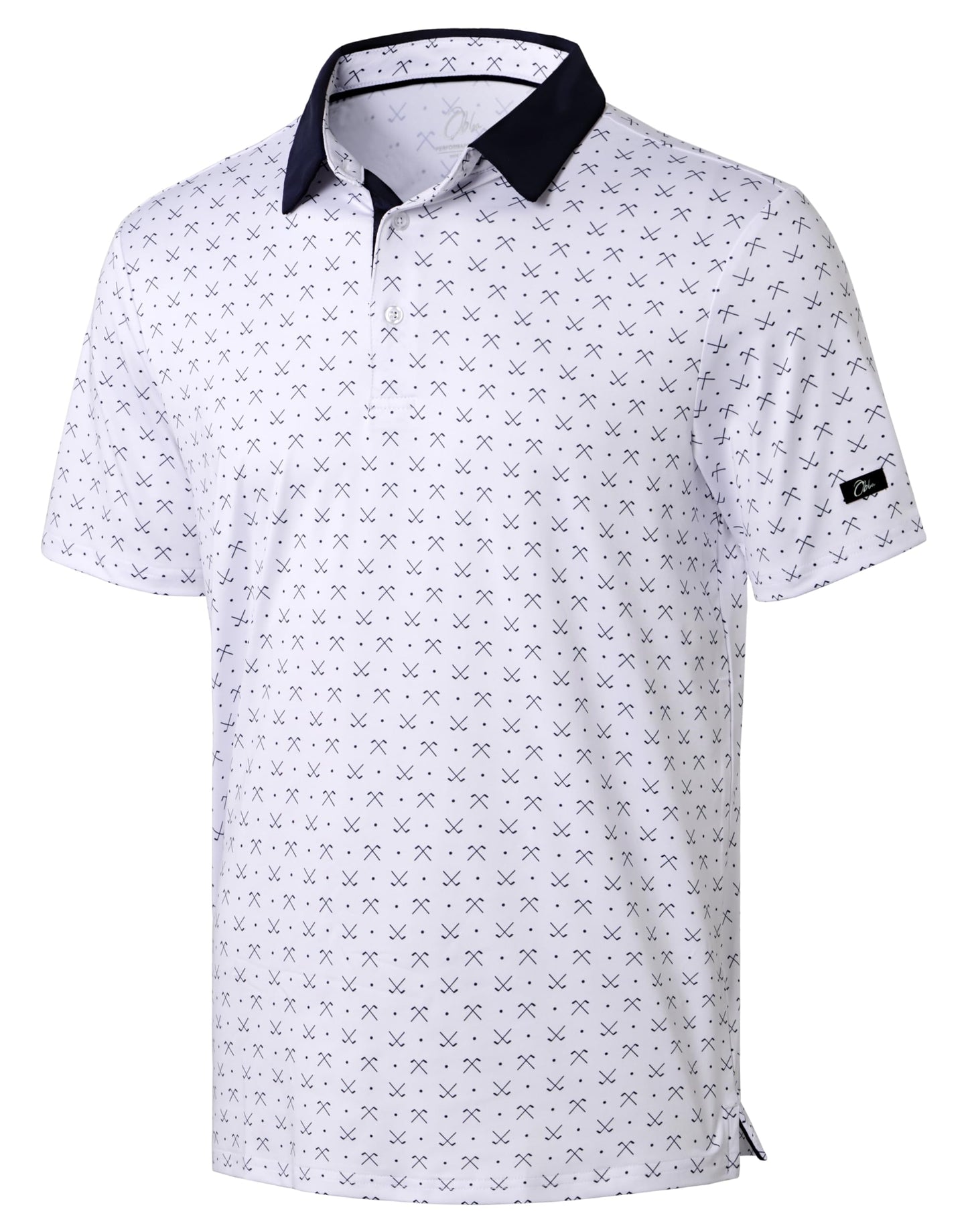 Obla Mens Golf Polo Shirts Short Sleeve Dry Fit Performance Moisture Wicking Casual Print Collared Golf Shirts for Men