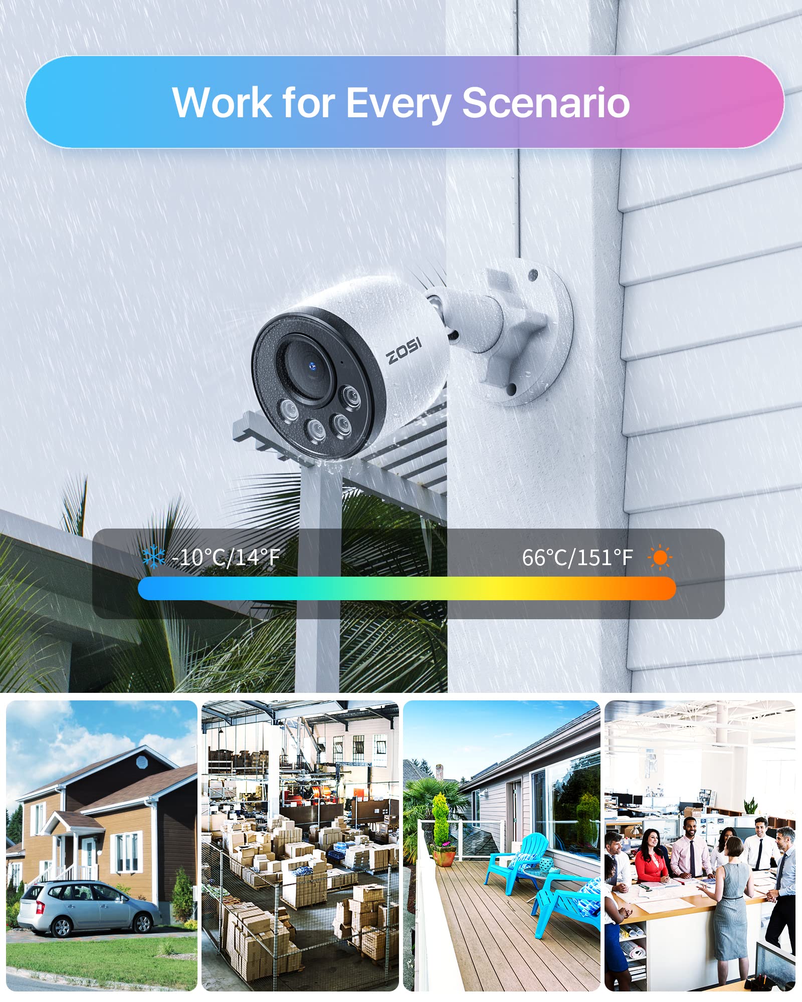 ZOSI 4K PoE Security Camera System, 8MP Indoor Outdoor Wired Cameras with Audio, Smart Person Vehicle Detection, Night Vision, for Home 24/7 Recording