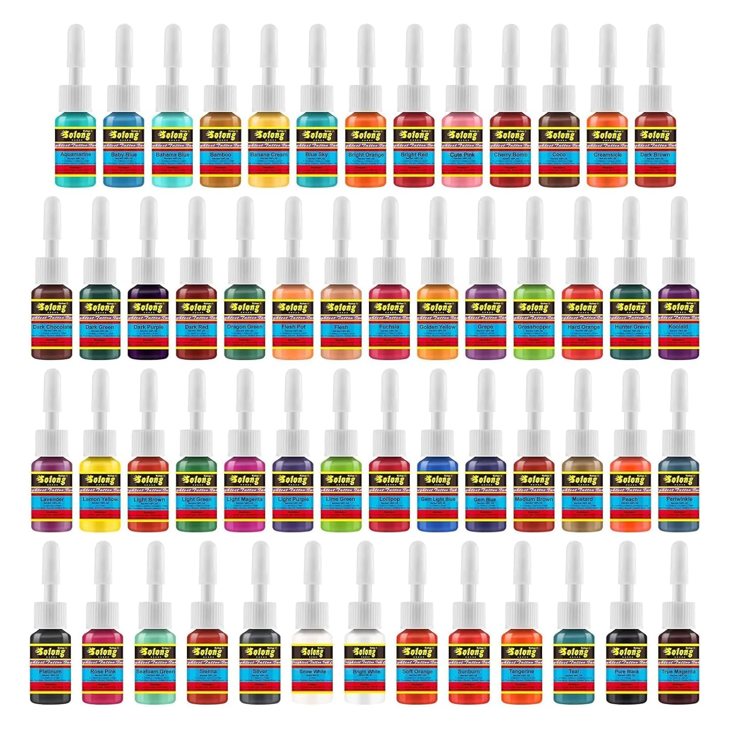 Solong Tattoo 54 Color Professional Pigment Ink Set