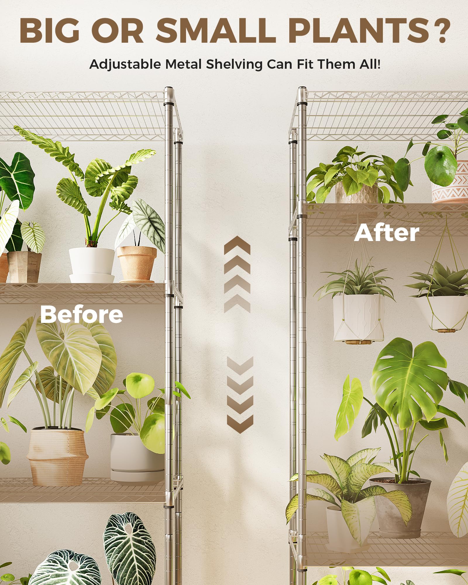 GENTINGBRO Plant Stand Indoor Outdoor Tall Plant Shelf for Plants Large Plant Sheves for Living Room Heavy Duty Plant Rack Garden Balcony Patio Hanging Planter