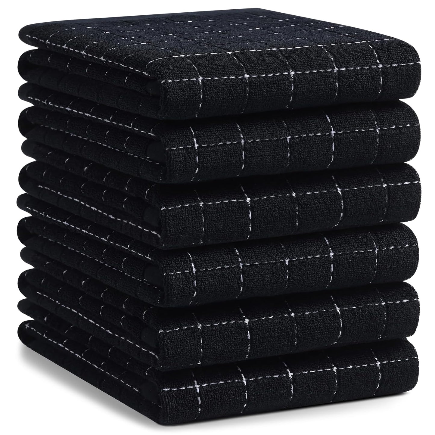 Homaxy 100% Cotton Terrycloth Check Design Dish Cloths & Dish Towels, Soft and Absorbent, Perfect for Kitchen Drying and Washing