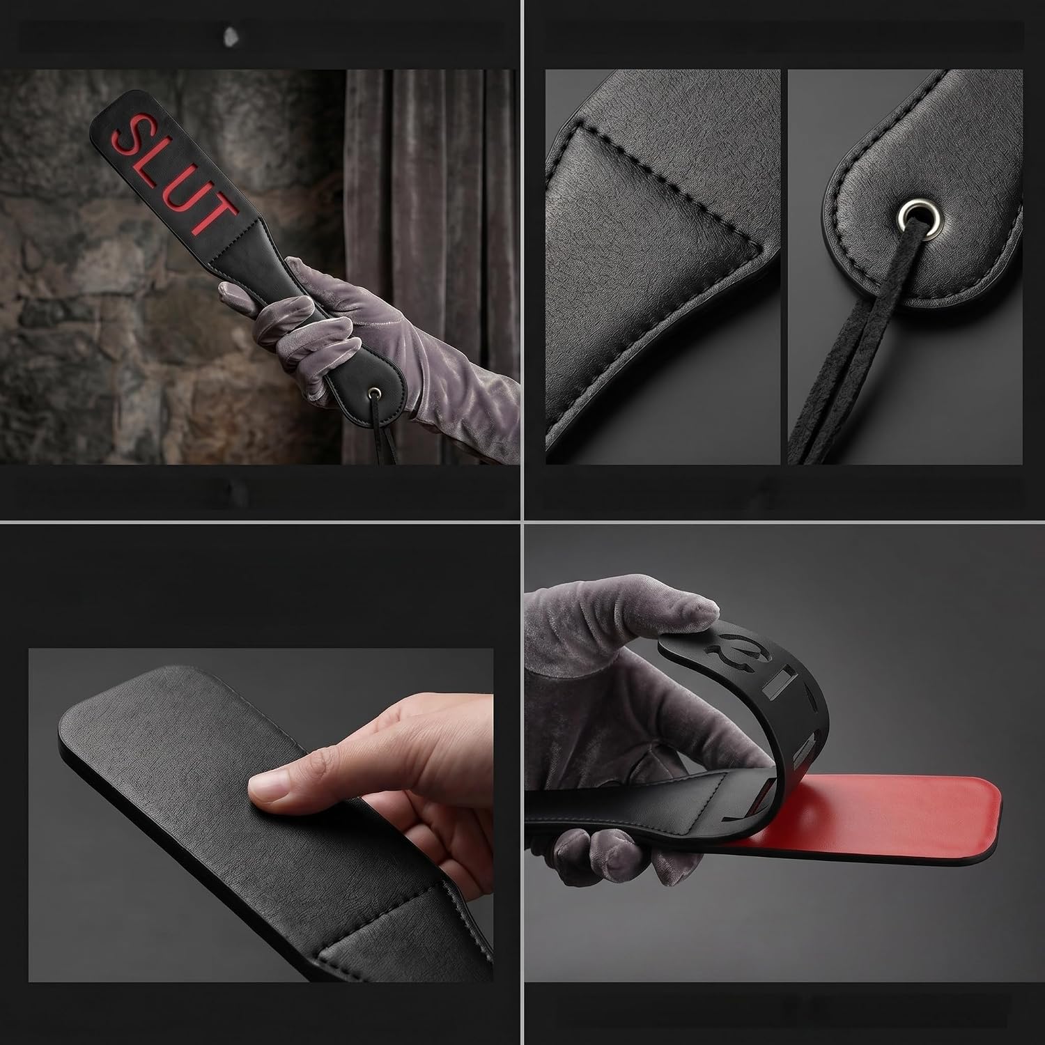 Sex Paddle PU Leather Slut Spanking SM Play 12.8inch Length for Bachelorette Party Couples Bondage Fetish