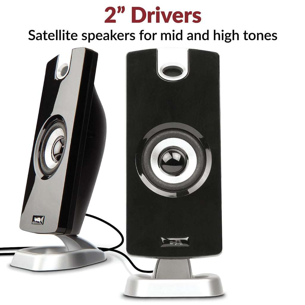 Cyber Acoustics 2.1 Subwoofer Speaker System with 18W of Power – Great for Music, Movies, Gaming, and Multimedia Computer Laptops (CA-3090) Green