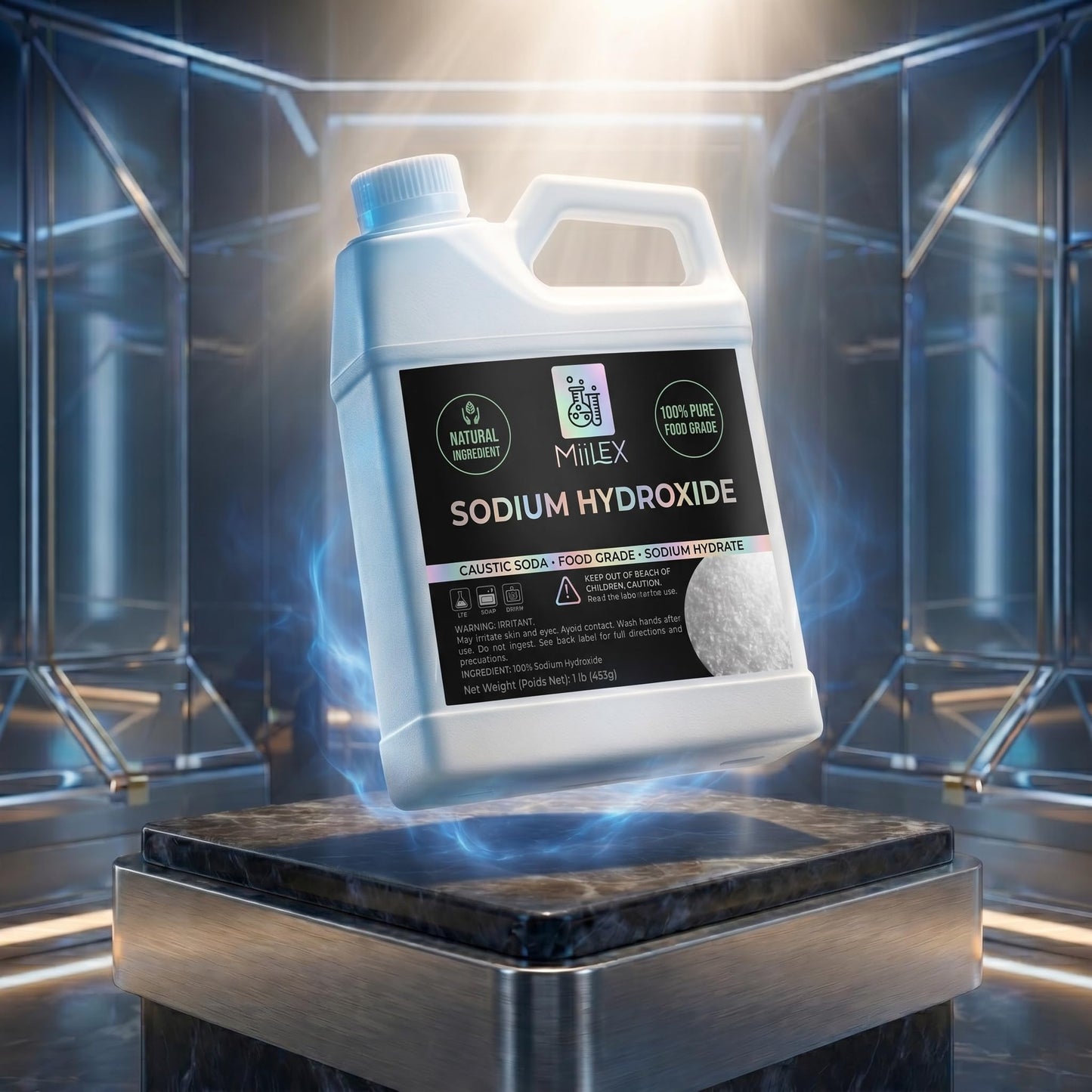 Food Grade Lye Sodium Hydroxide - (1lbs or 453g) 100% Pure Caustic Soda, Drain Cleaning, Soap Making, Culinary Use, Pretzels, Textiles, Granules