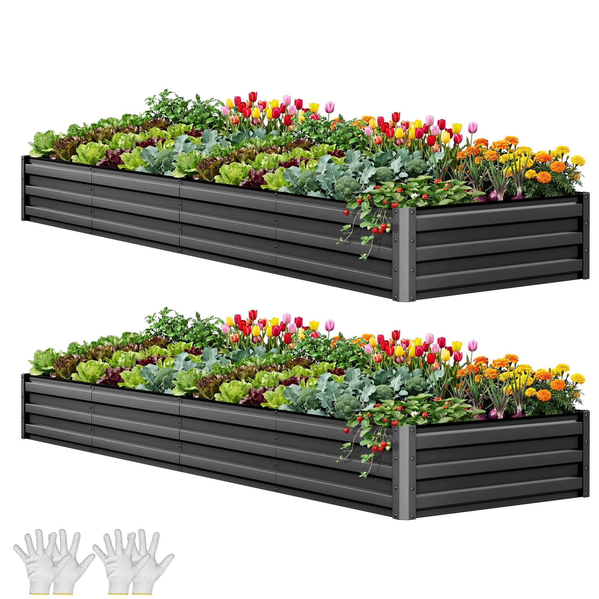 YITAHOME Raised Garden Bed Kit with Gloves, Ground Nails, Support Rod-1