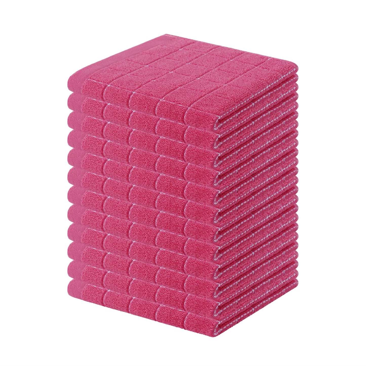 Homaxy 100% Cotton Terrycloth Check Design Dish Cloths & Dish Towels, Soft and Absorbent, Perfect for Kitchen Drying and Washing