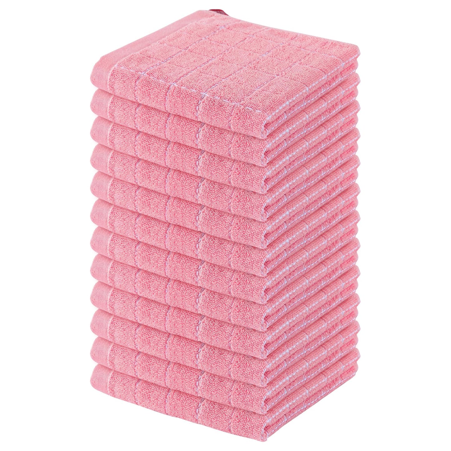 Homaxy 100% Cotton Terrycloth Check Design Dish Cloths & Dish Towels, Soft and Absorbent, Perfect for Kitchen Drying and Washing