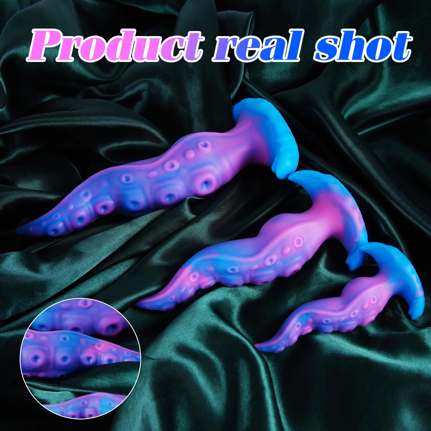 3 Sizes Octopus Tentacle Anal Dildo Anal Plug Training Sets, Silicone Realistic Wearable Small Large Monster Prostate Dildo Sex Toys, Thick Thin Purple Blue Fantasy Dildos Set for Beginner Men Women