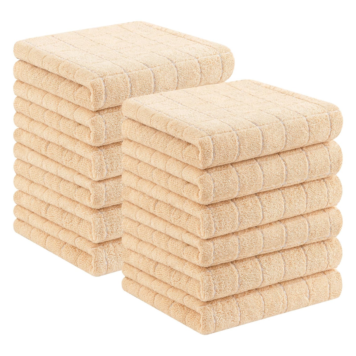 Homaxy 100% Cotton Terrycloth Check Design Dish Cloths & Dish Towels, Soft and Absorbent, Perfect for Kitchen Drying and Washing