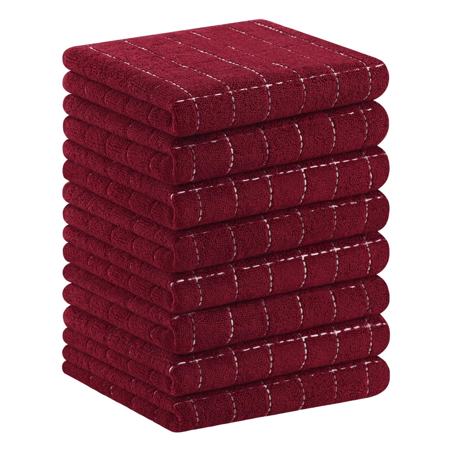 Homaxy 100% Cotton Terrycloth Check Design Dish Cloths & Dish Towels, Soft and Absorbent, Perfect for Kitchen Drying and Washing