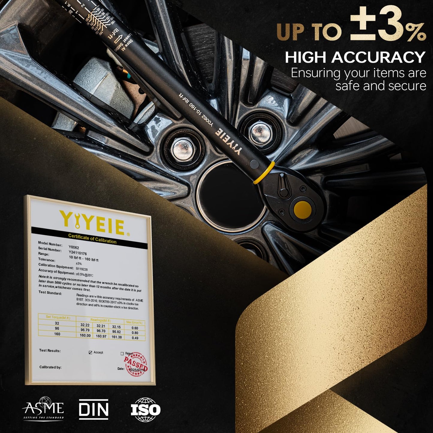 YIYEIE Master Torque Wrench Set with 1/4" 3/8" & 1/2" Drive Coverage with Dual-Scale