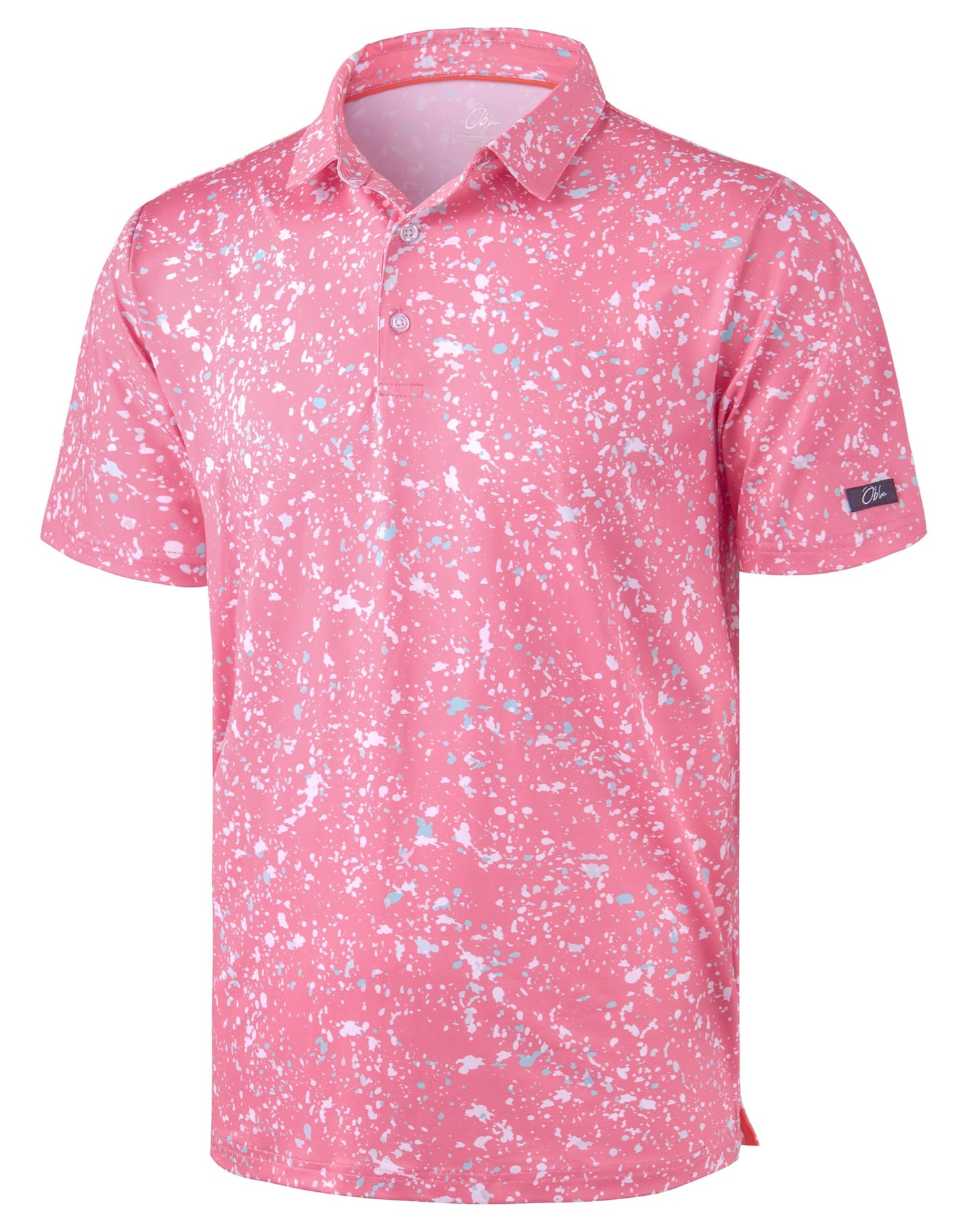 Obla Mens Golf Polo Shirts Short Sleeve Dry Fit Performance Moisture Wicking Casual Print Collared Golf Shirts for Men
