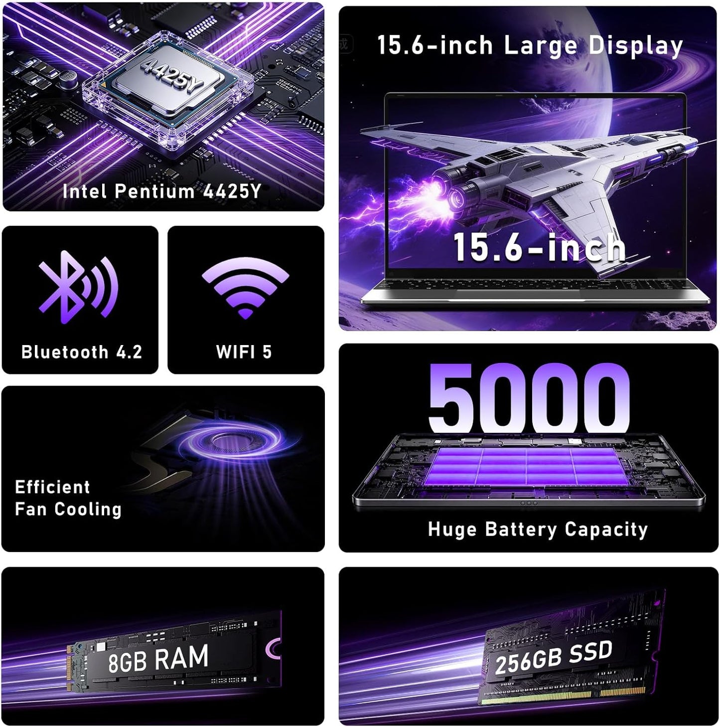 NIAKUN 15.6 Inch Laptop Computer Windows 11 Pro 8GB 256GB Silver