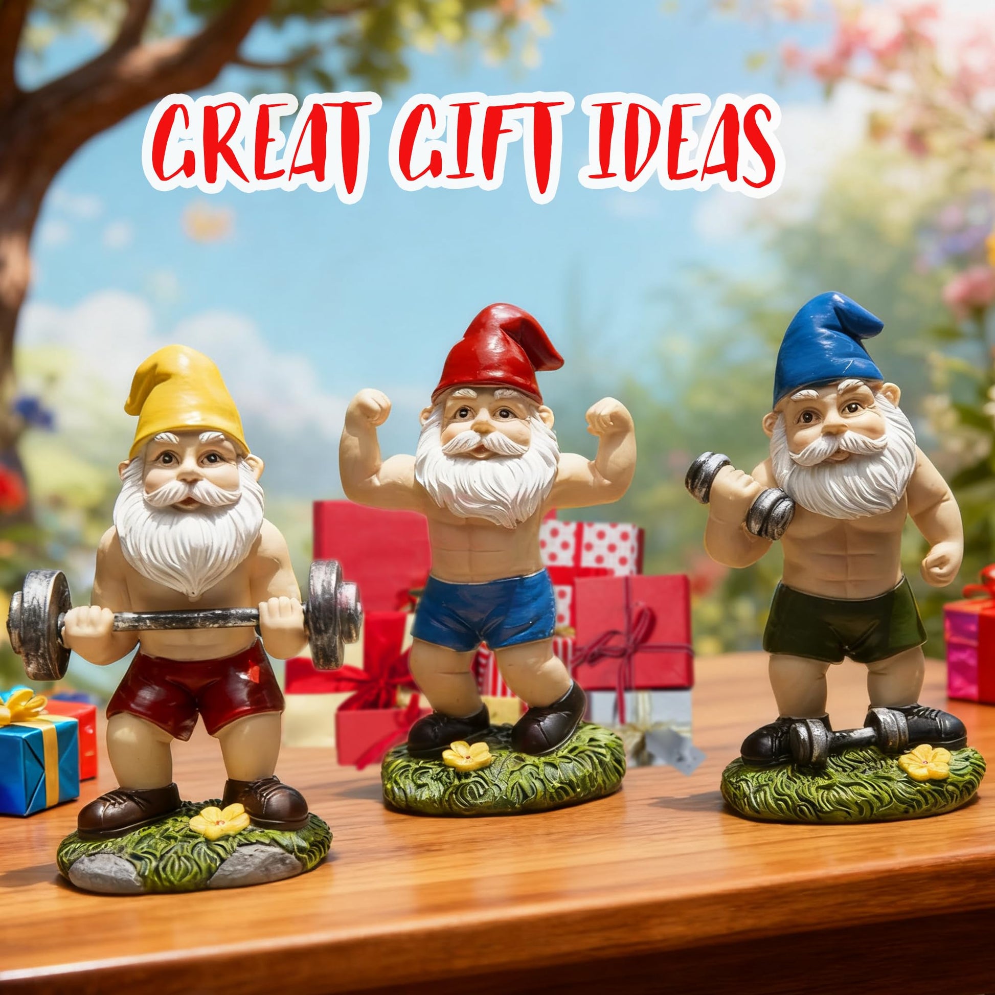 Mrsivrop Garden Fitness Gnomes Statues Decor - Gnome Statues and Figurines for Outside Inside, Funny Garden Gnomes, Large Gnomes Decorations for Outdoor, Yard, Patio