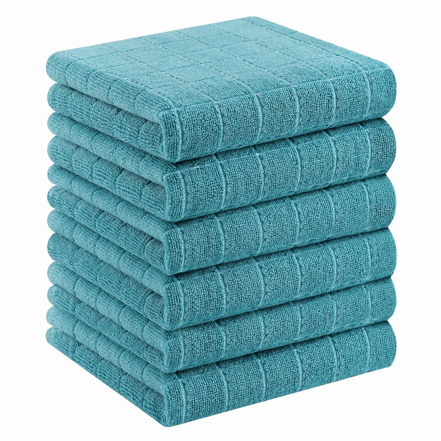 Homaxy 100% Cotton Terrycloth Check Design Dish Cloths & Dish Towels, Soft and Absorbent, Perfect for Kitchen Drying and Washing