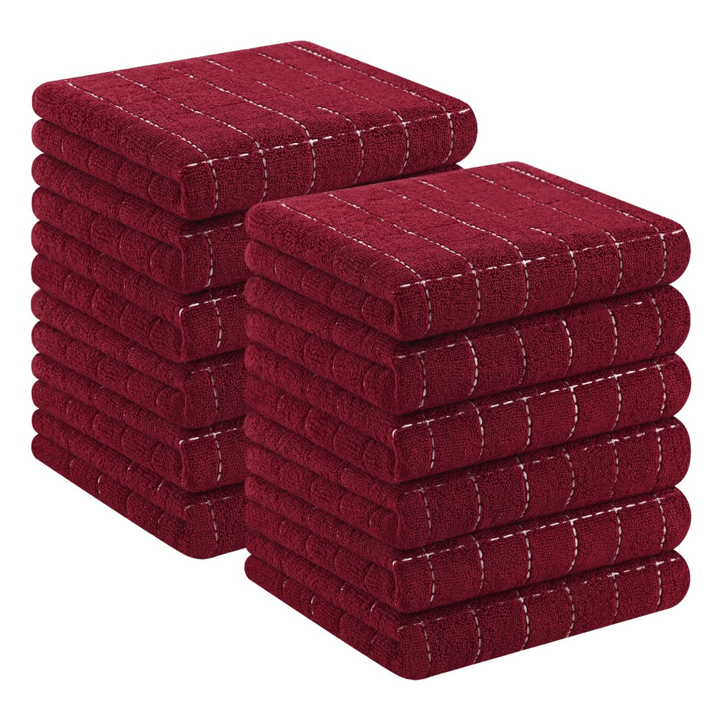 Homaxy 100% Cotton Terrycloth Check Design Dish Cloths & Dish Towels, Soft and Absorbent, Perfect for Kitchen Drying and Washing