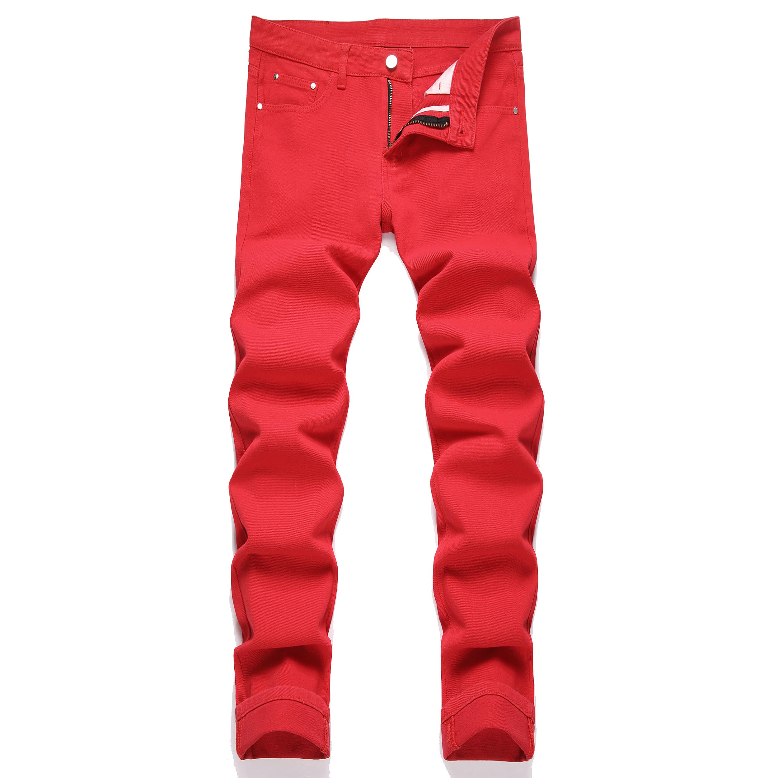 OIIIO Men's Ripped Slim Fit Straight Leg Jean Denim Pant