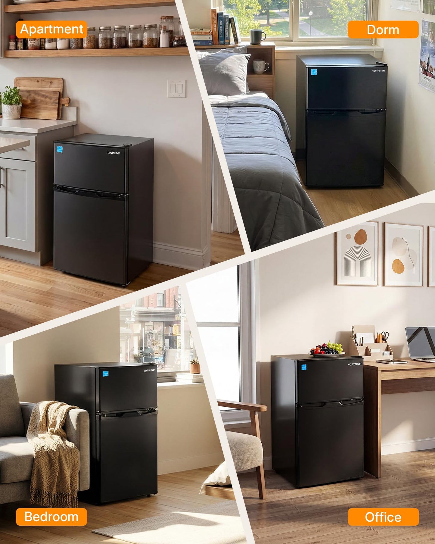Upstreman Mini Fridge with Freezer