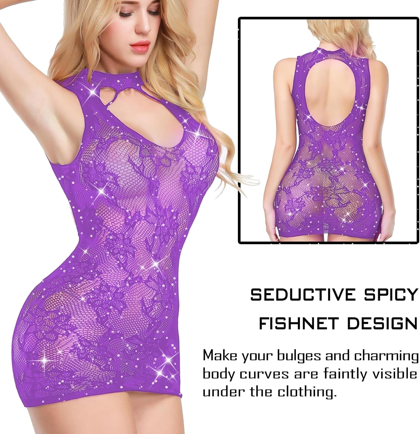 Famstar Sexy Lingerie for Women Naughty Fishnet Lingerie Set Bodysuit Outfits Teddy Babydoll Erotic Mesh Women’s Outfits