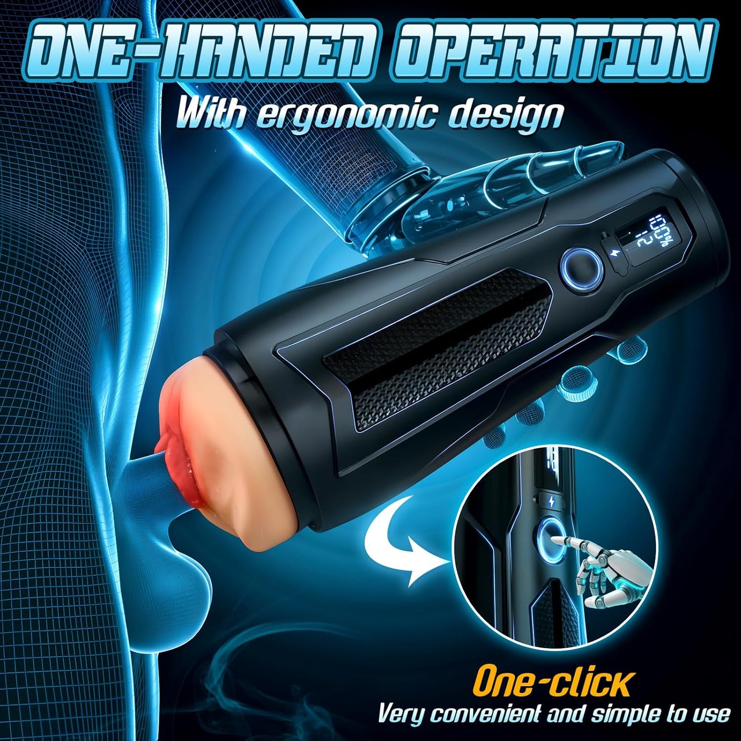 Male Masturbator Sex Toys for Men Realistic Pocket Pussy with 7.09" Depth Lifelike Textured Vagina and 12 Vibration Mode, Soft Stroker Toys, Penis Training Adult Toy