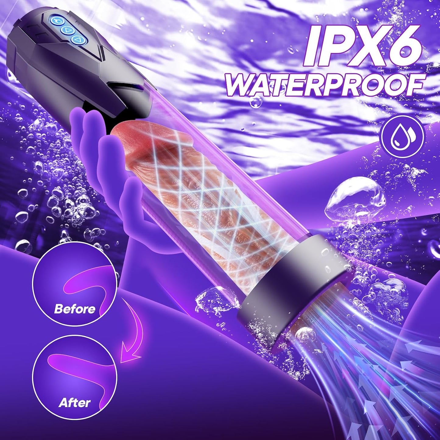 Electric Penis Pump Sex Toys for Men - Automatic Vacuum Dick Pump Male Sex Toys Penis Extender with 3 Powerful Sucking and 2 Training Modes and 3 Penis Ring, Adult Toys for Dick Enlarger Erection