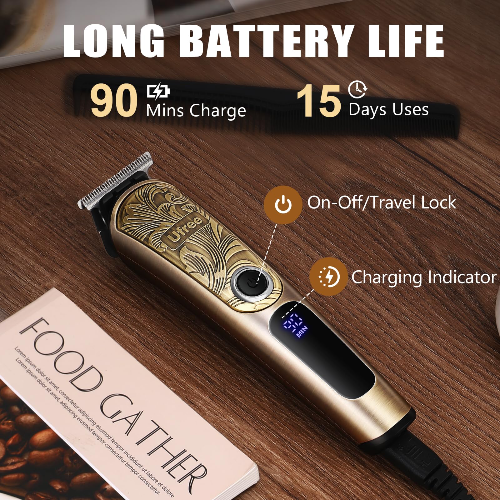 Ufree Waterproof Beard Trimmer - Professional Hair Clippers for Men, Electric Razor Shavers - Mustache, Body, Face, Nose, Beard Grooming Kit - Gifts