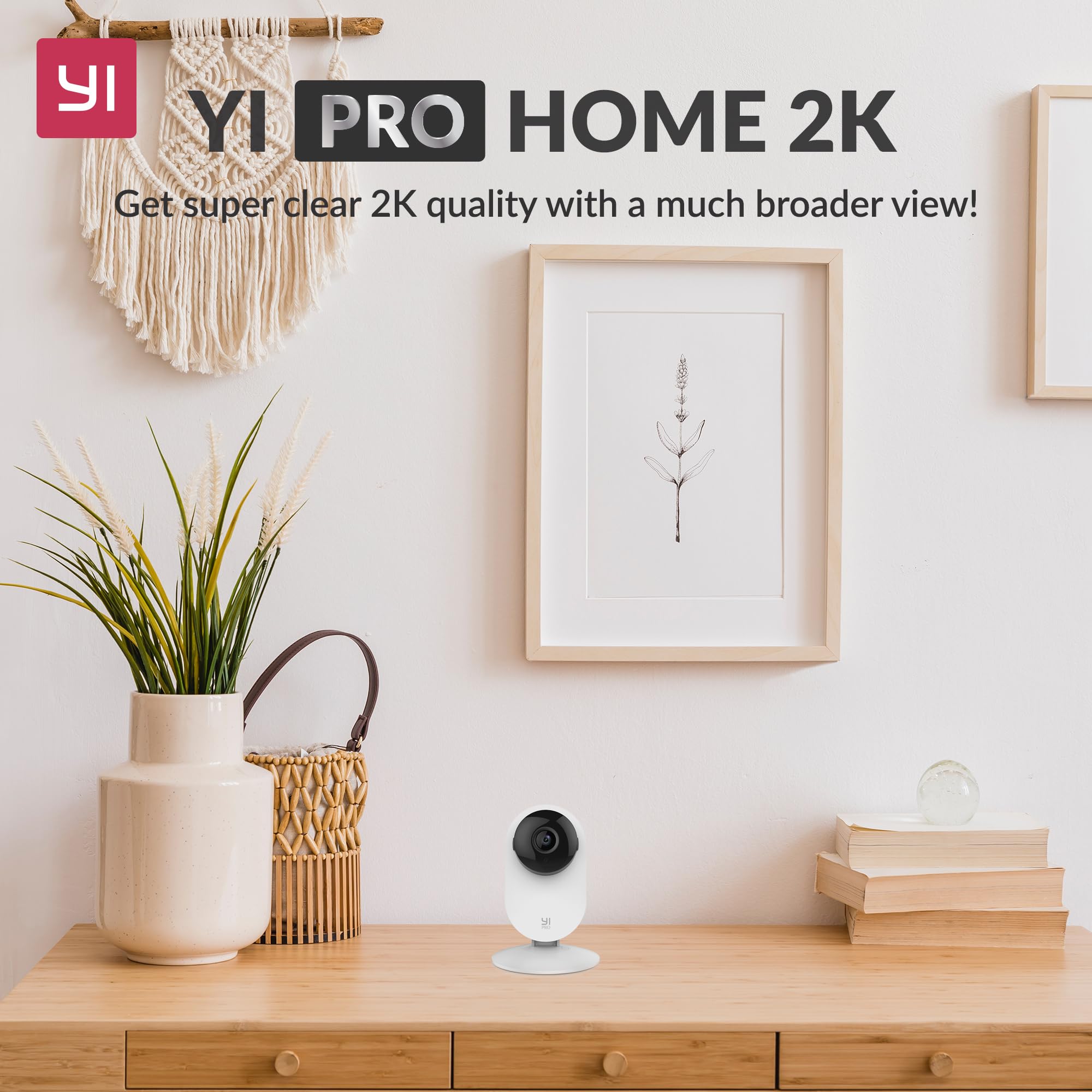 YI Pro 2K 4PC Home Security Camera, Indoor Camera with Person, Vehicle, Animal Detection, Phone App for Baby, Pet, Dog Monitoring, Compatible with Alexa and Google Assistant