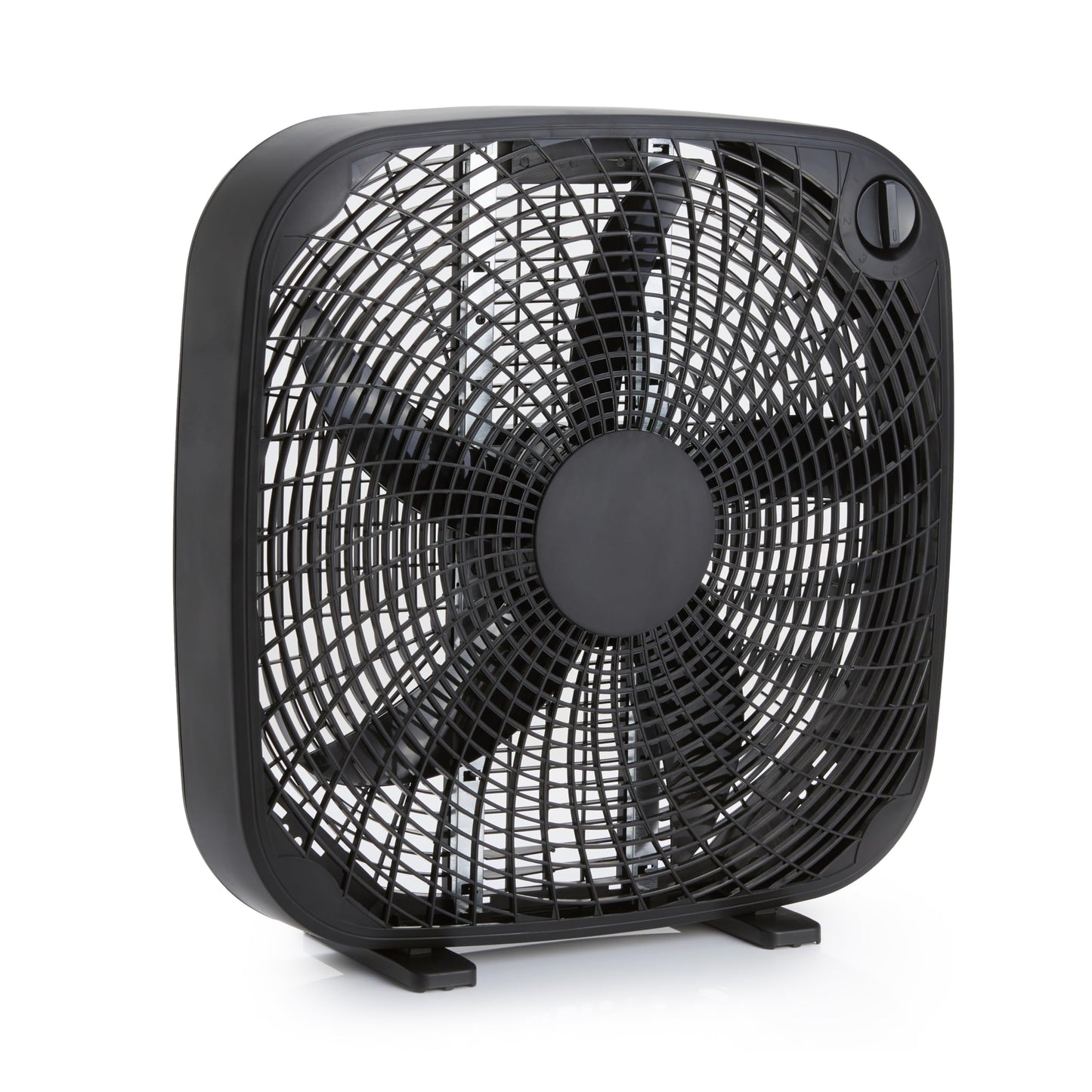 Amazon Basics 3-Speed Box Fan for Bedroom, Portable with Carry Handle, Powerful Airflow, 5 Blades, Lightweight Design, 67 Watts, 20-Inch, Black, 6.8"D x 20.86"W x 21.33"H