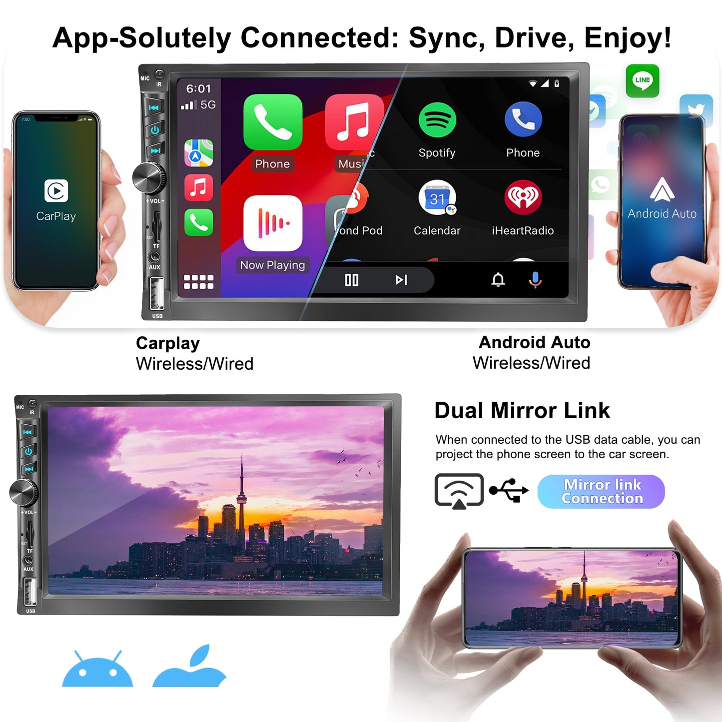 7inch Wireless Carplay Stereo