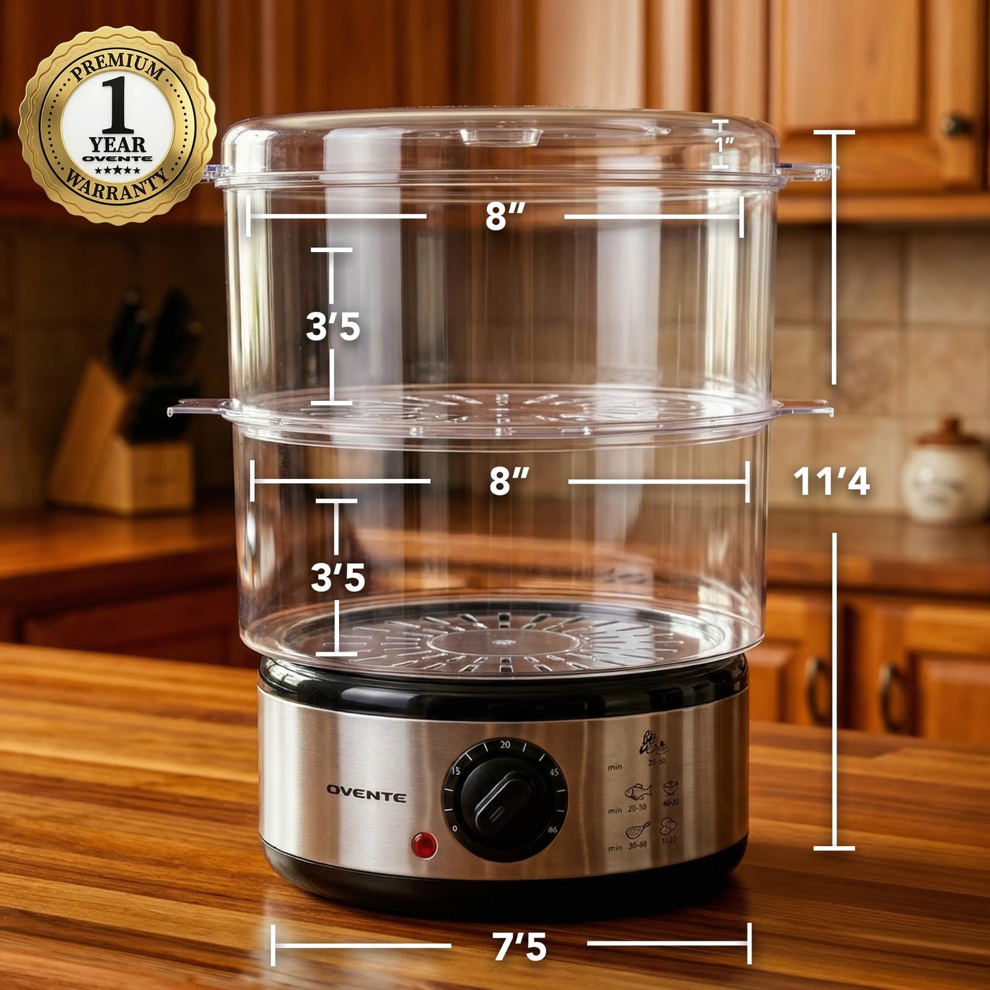 OVENTE 2-Tier Electric Food Steamer,