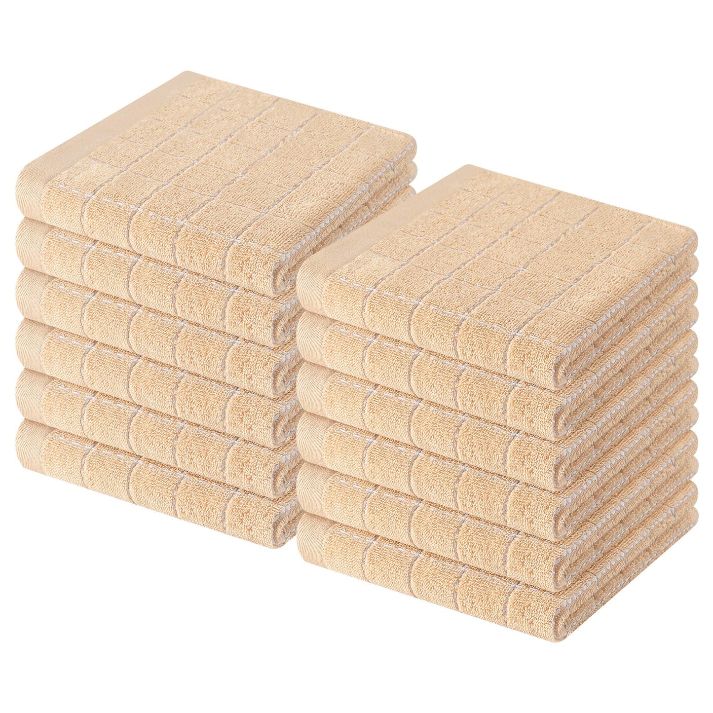 Homaxy 100% Cotton Terrycloth Check Design Dish Cloths & Dish Towels, Soft and Absorbent, Perfect for Kitchen Drying and Washing