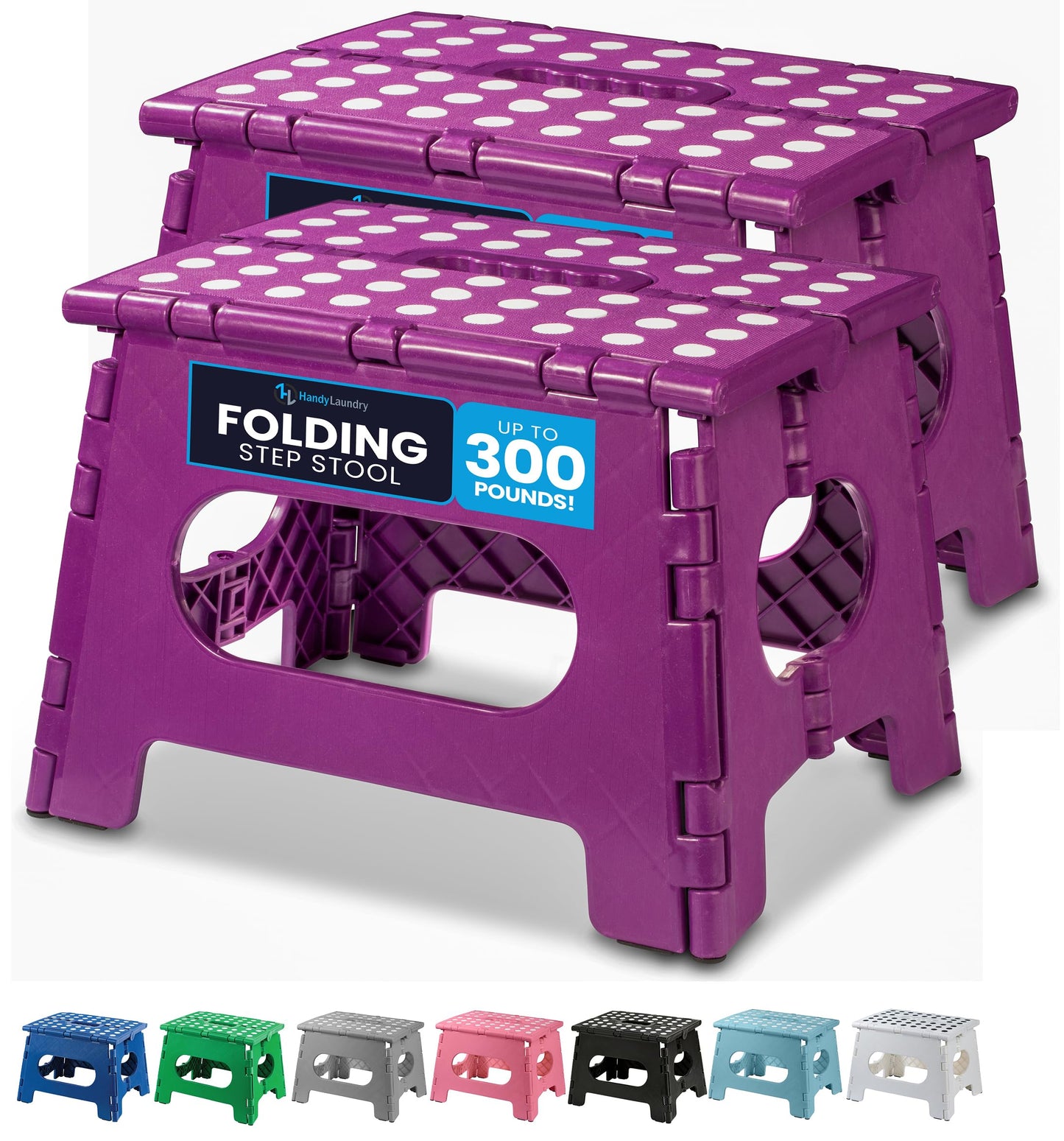 Handy Laundry Folding Lightweight Step Stool - Sturdy Enough to Support Adults and Safe Enough for Kids - Opens Easy with One Flip - Great for Kitchen, Bathroom or Bedroom