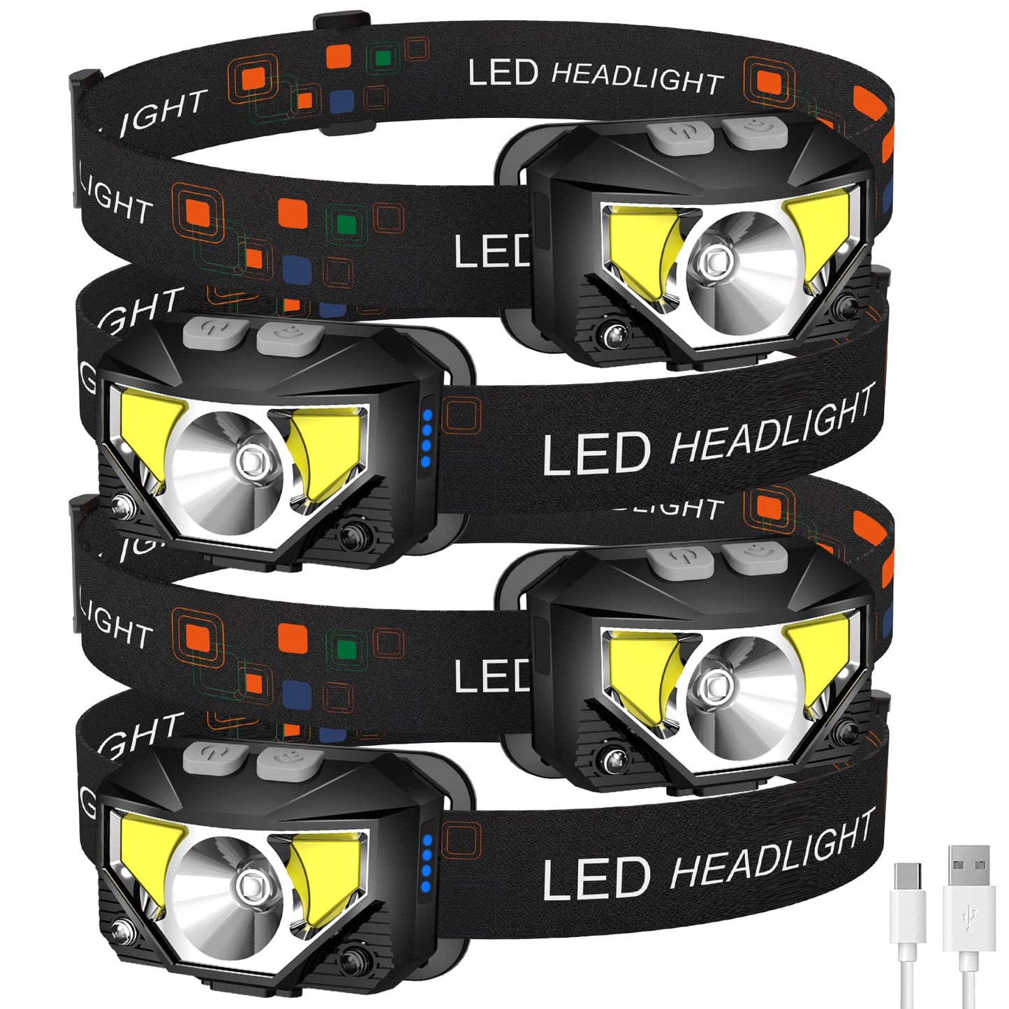 LHKNL Headlamp Flashlight, 1200 Lumen Ultra-Light Bright LED Rechargeable Headlight with White Red Light, Waterproof Motion Sensor Head Lamp, 8 Modes for Outdoor Camping Running Cycling Fishing