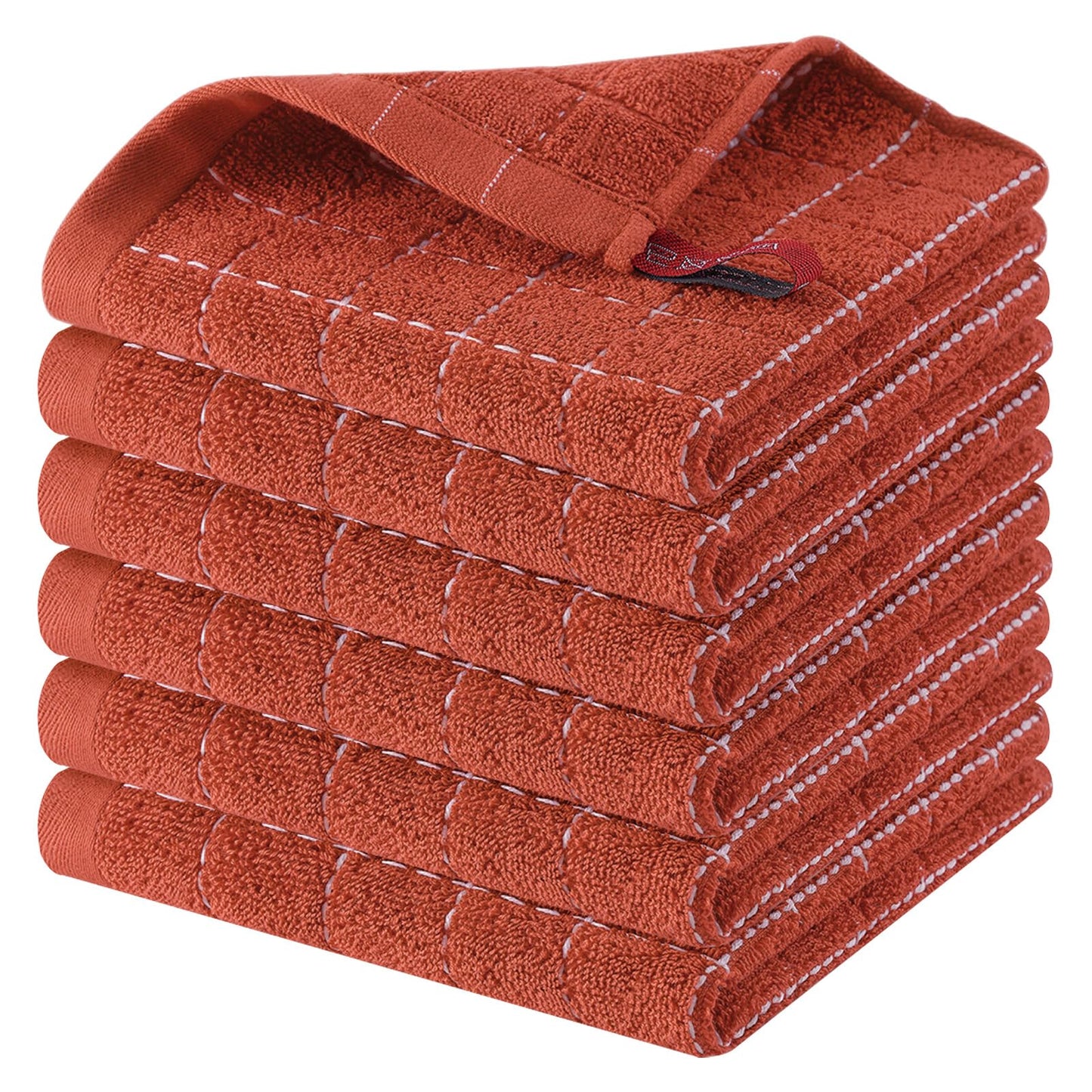 Homaxy 100% Cotton Terrycloth Check Design Dish Cloths & Dish Towels, Soft and Absorbent, Perfect for Kitchen Drying and Washing