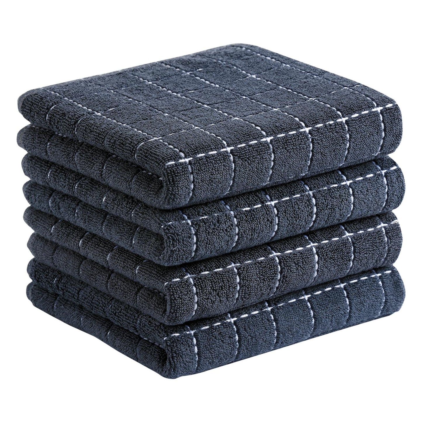 Homaxy 100% Cotton Terrycloth Check Design Dish Cloths & Dish Towels, Soft and Absorbent, Perfect for Kitchen Drying and Washing