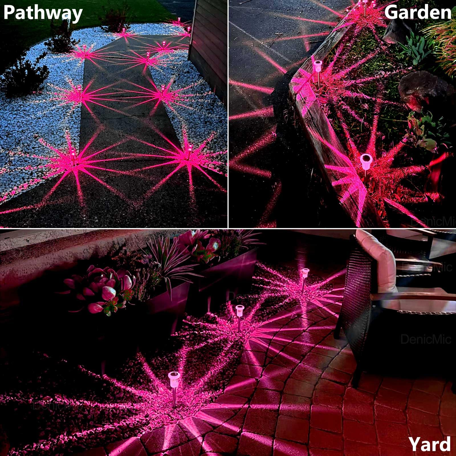 DenicMic Solar Lights Outdoor Pathway Lights LED Waterproof Acrylic Lamp Head Stainless Steel Stake for Yard Garden Landscape Path Walkway Driveway Patio Lawn