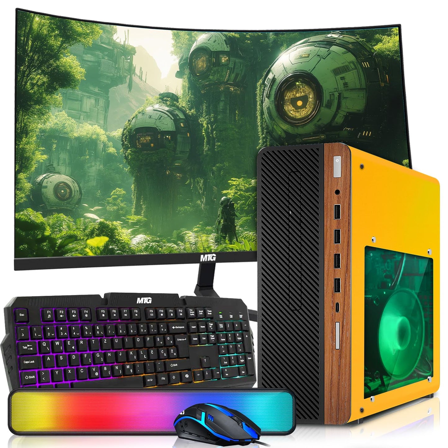 HP Half & Light Dark Desktop Computer PC Phoenix AMD A10-9700, 16GB RAM, 512GB SSD, 1TB SSD, RGB KBM with AI Copilot, WiFi, RGB Sounbar, Windows 11 (Renewed)