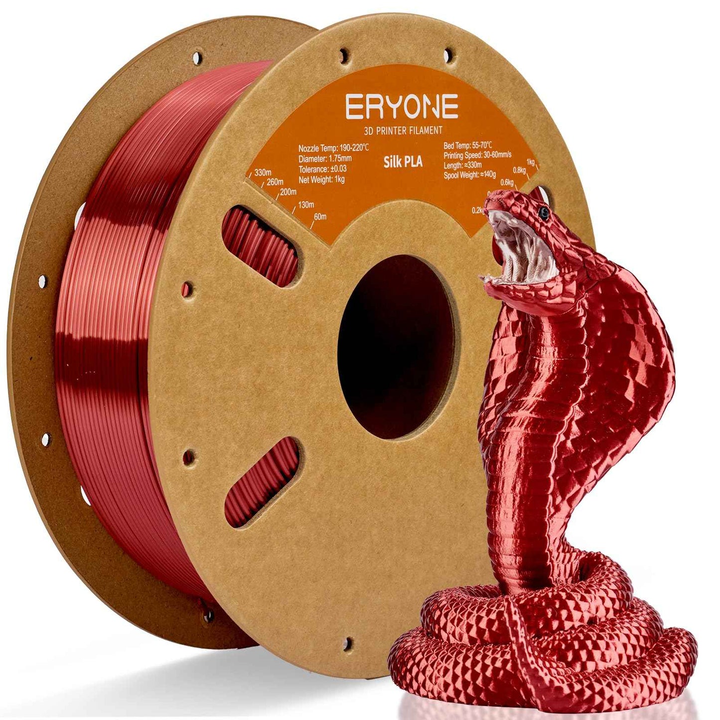 ERYONE Silk Color PLA Filament 3D Printer 1.75mm +/- 0.03mm, Filament PLA Cardboard Spool