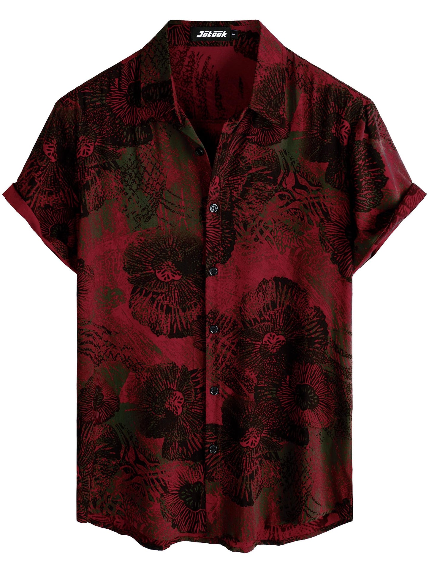 JOTOOK Mens Hawaiian Shirt Short Sleeve Button Down Tropical Shirts Casual Floral Summer Beach Shirt
