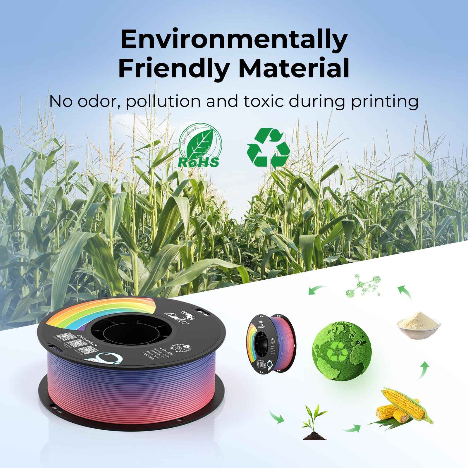 Creality 3D Printer Filament, PLA Filament Bundle for 3D Printing, Ender PLA Filament No-Tangling, Strong Bonding & Overhang Performance, Accuracy +/- 0.02mm