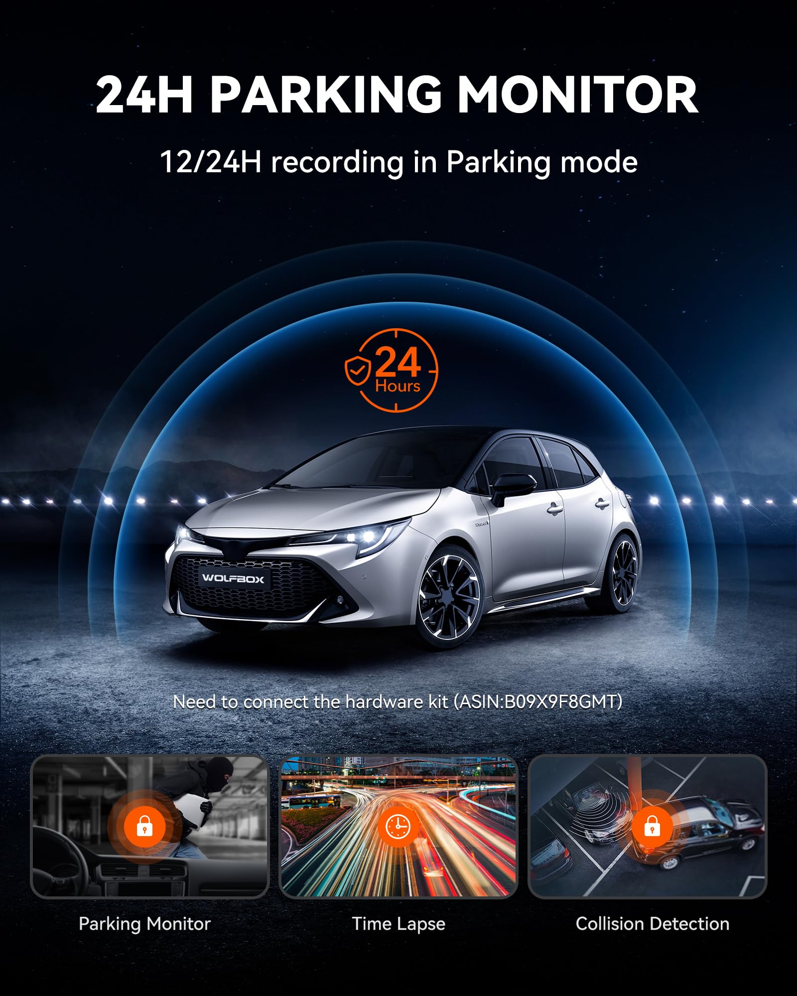 WOLFBOX G930 10'' Rear View Mirror Camera with 5.8GHz WiFi, 4K Dash Cam Front and Rear with WDR, Touch Screen Rearview Mirror Backup Camera, Parking Monitor, Reverse Assist, Includes 64GB Card & GPS