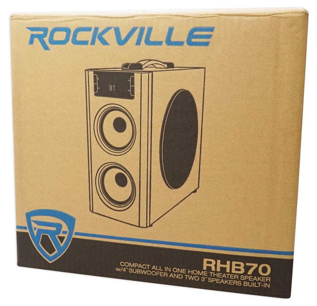 Rockville RHB70 Home Theater Compact Powered Speaker System, Bluetooth/USB/SD/FM, 4" Subwoofer, 2.1 Channel, 100W Peak, Cherry Wood Finish, for Home Entertainment