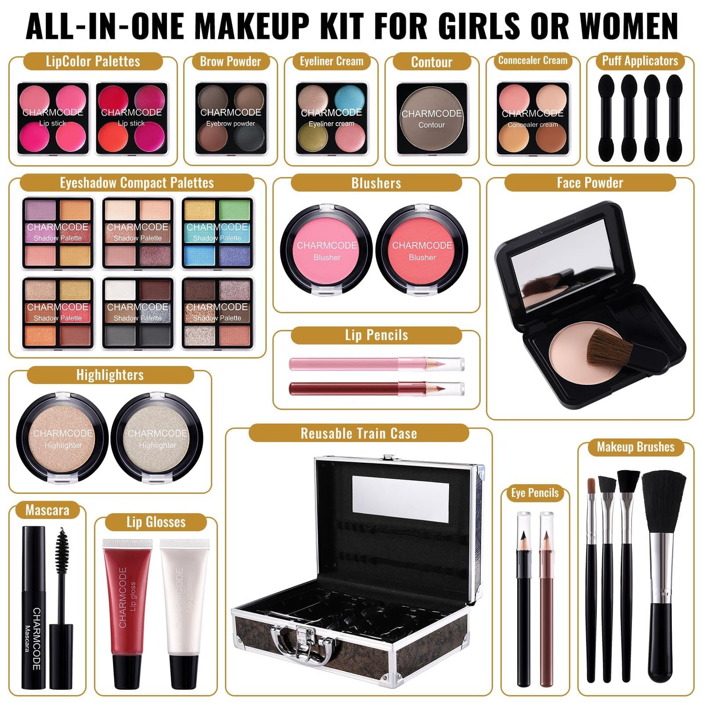 Complete Beauty Train Case with Makeup Kit
