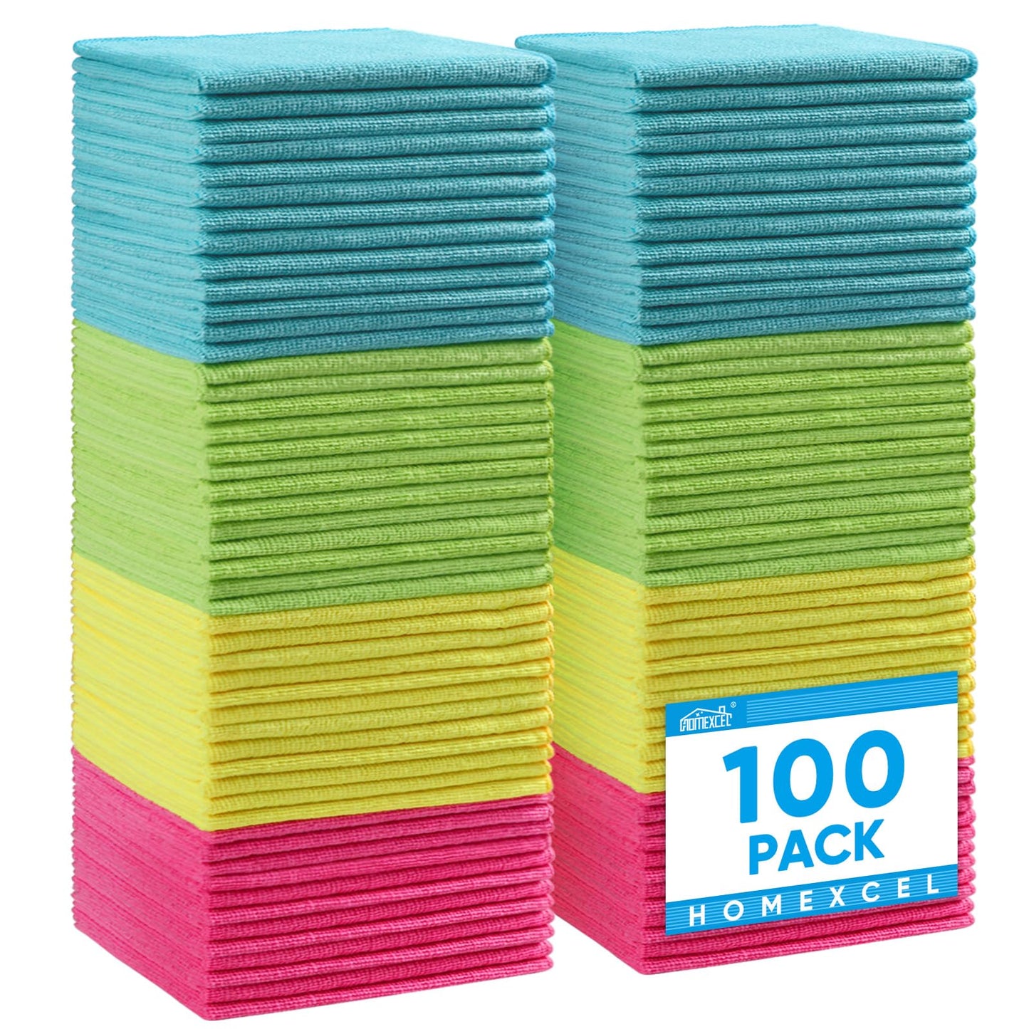 HOMEXCEL Microfiber Cleaning Cloth, Premium Microfiber Towels for Cars, Lint Free, Scratch-Free, Highly Absorbent, Reusable Cleaning Rags for Car, Household, Kitchen, Window