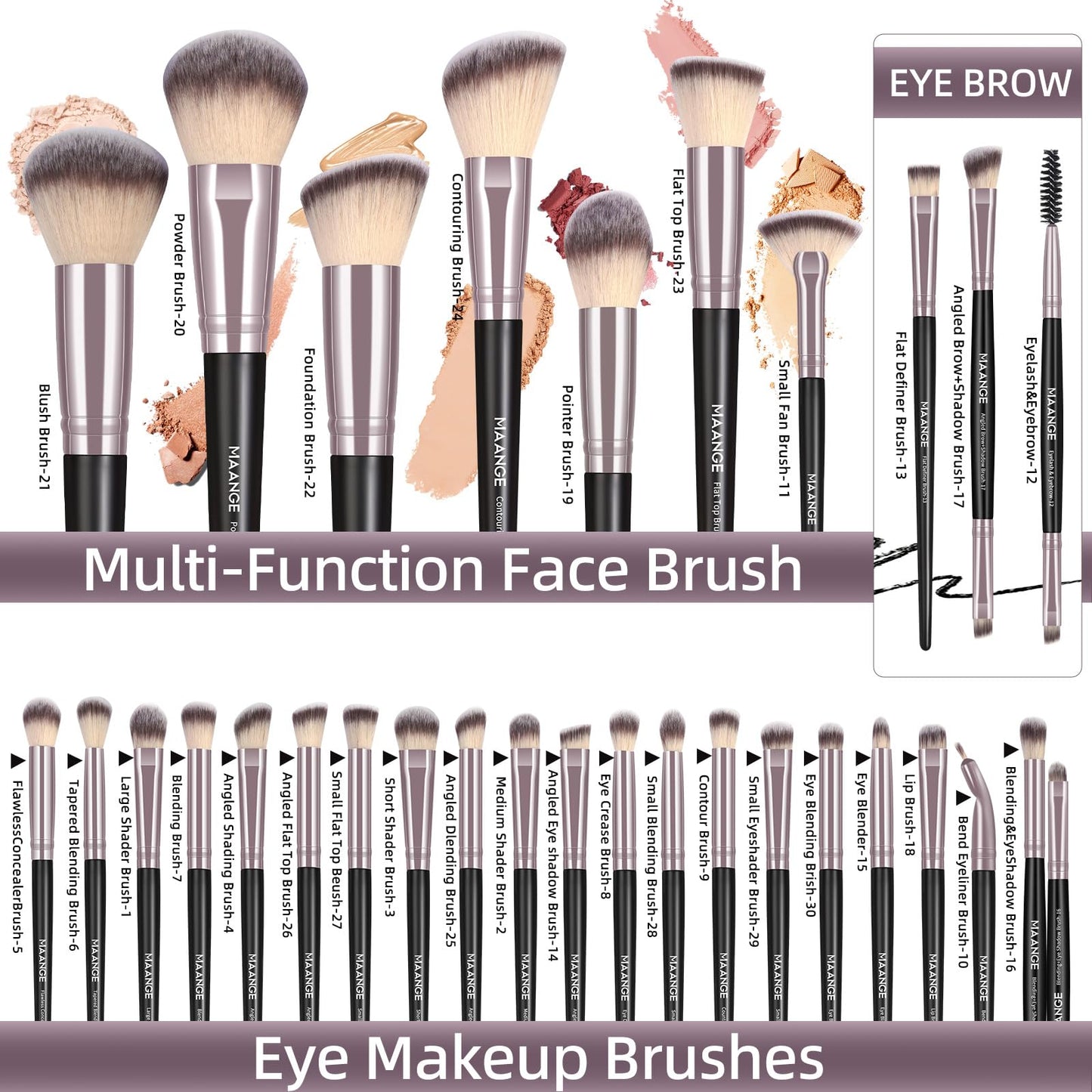 MAANGE Makeup Brushes 51 Pcs Makeup Kit