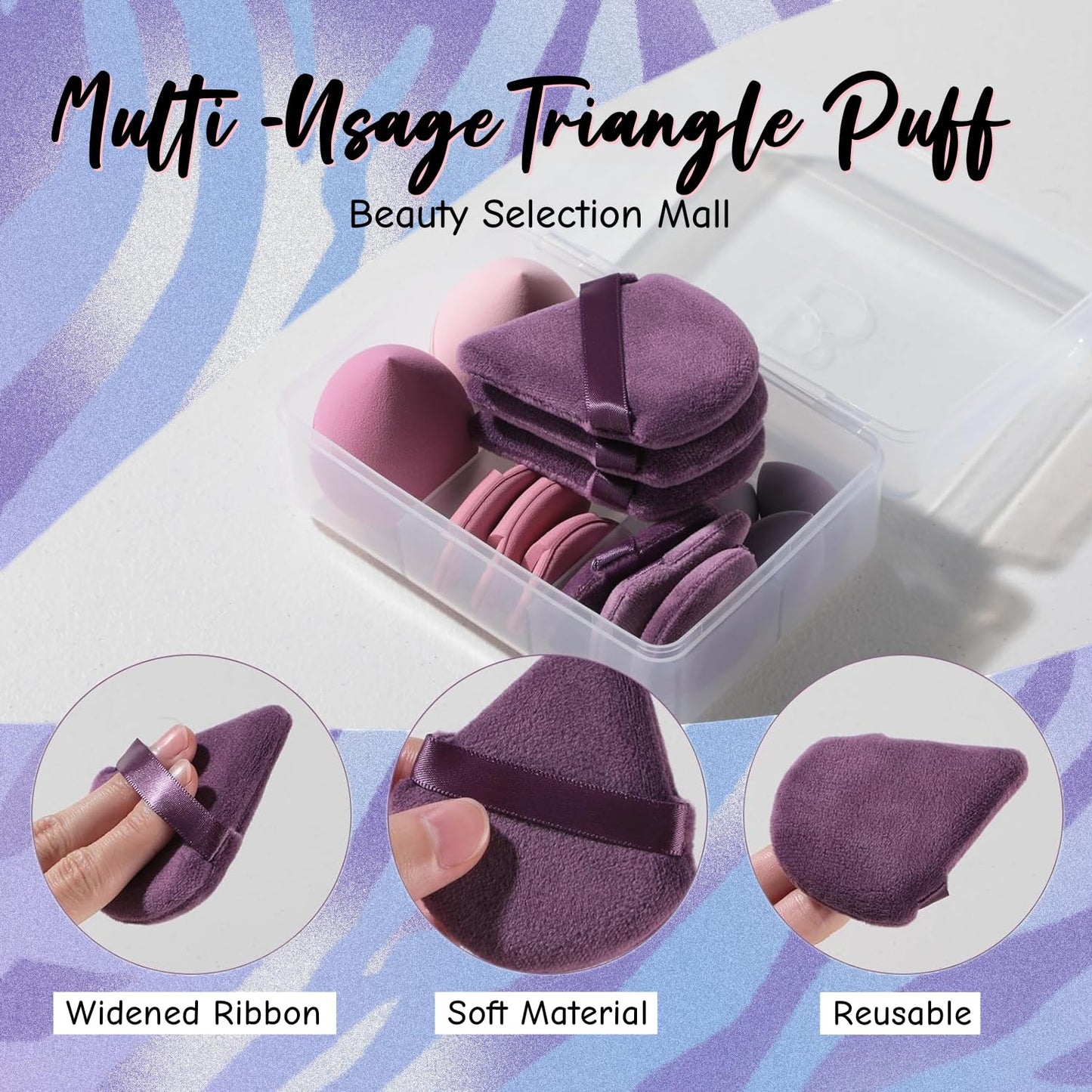 Makeup Sponge Set BS-MALLTriangle Puff 14 Pcs for Liquid, Cream, and Powder, Multi-colored Makeup Sponges and Mini Makeup Sponge