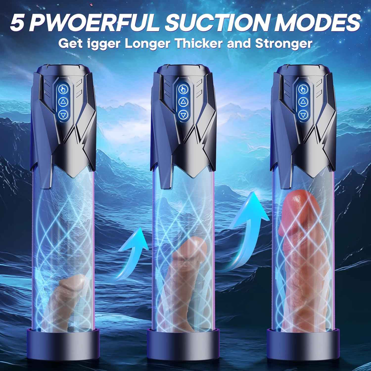 Sex Toys Electric Penis Pump - Automatic Vacuum Dick Pump Male Masturbator with 3 Powerful Sucking and 2 Training Modes and 3 Penis Ring Penis Extender, Adult Sex Toys for Men Dick Enlarger Erection