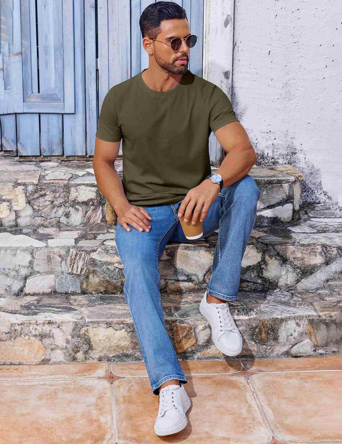 COOFANDY Men's T Shirt Short Sleeve Crew Neck T-Shirt Casual Summer Classic Basic Tee Shirts
